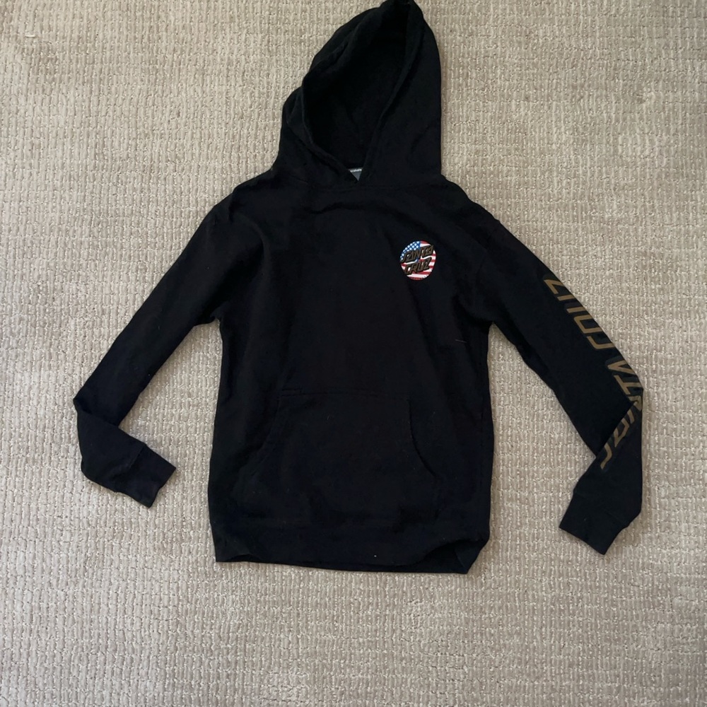 Santa Cruz Skateboards Black Hoodie with Gold and Red Accents - Picture 1 of 5